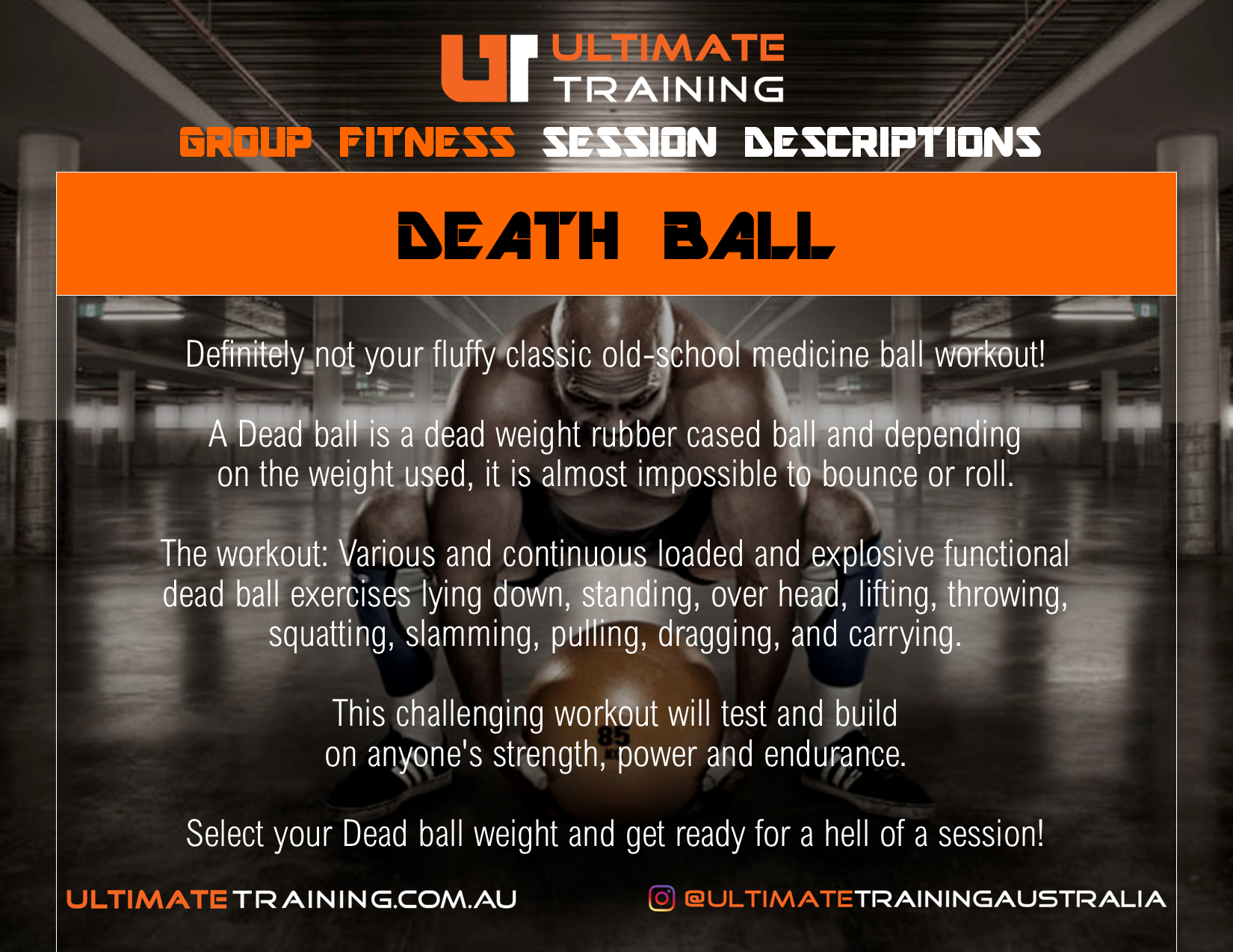 Ultimate Training Group Fitness Death Ball Session Details